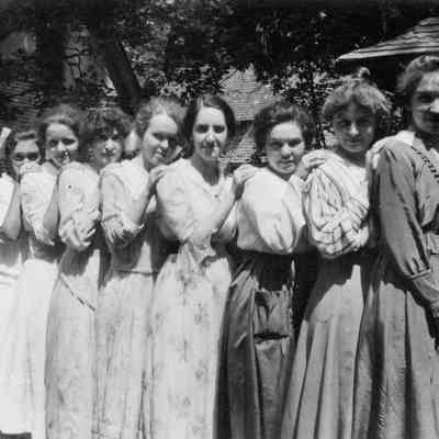 L to R; Marjorie Mills, Marie Plumb, Beatrice Pryer, Adelle Aldrich, Helen Disparilene, Ellen Martin, Ruth Stanley and Sylvia Aldrich