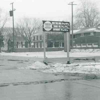 Rear view of Uht Funeral Home and Main Street