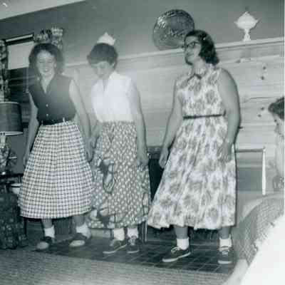 Shirley Hickey, Betty Claborne and Maxine Barton at Shirley Hickey's Party on June 12, 1953.