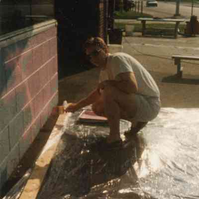 Jon Hisey at Parkway Office Supply, painting Wayne COFC.