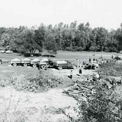 Breaking ground for parking lot. Photo taken by Davis Studio Inc.