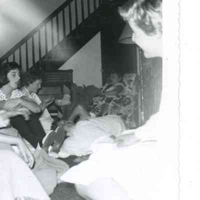 Barb Hileman, Judy Spada, Shirley Failor and Martha Hawley at Pat Millar's PJ Party on Oct. 23, 1953.