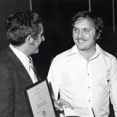Jaycees Giving Boy Scout Troop Certificate of Appreciation on Sept 24th 1970s