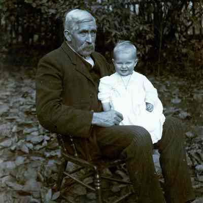 Otis Warner with his first grandchild, Guy's daughter Ranie.