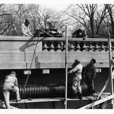 D.P.W working on Wayne Road bridge.