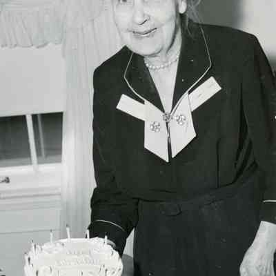 Estelle Bunting on her 90th Birthday at the Garden Club Meeting on March 1954.