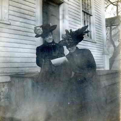 Elizabeth Stellwagen and Katherine Varney on the Episcopal Church Steps in Wayne on June 28, 1911.
