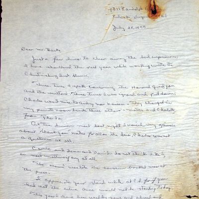 John F. Banks Correspondence: Amanda DeHart July, 1977