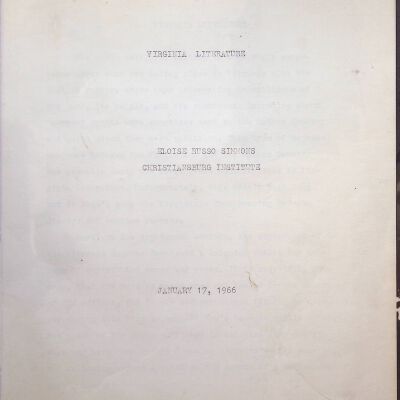 "Virginia Literature" by Eloise Russo Simmons, 1966