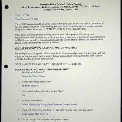 2000 Uttech Oral History Transcript, Benjamin Milton
