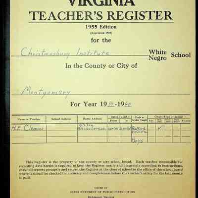 VA Teacher’s Register for H.E. Clemons, 1959-1960 (Radford Boys)