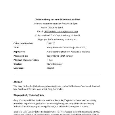 Gary Harkrader Collection Finding Aid