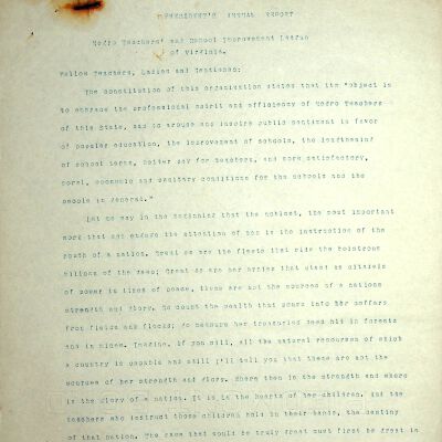 "President's Annual Report/ Negro Teachers'", 1912