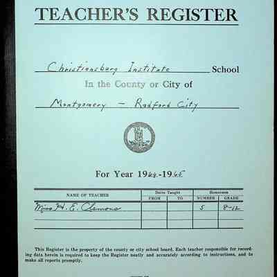 VA Teacher’s Register for H.E. Clemons, 1964-1965 (Radford City Boys)