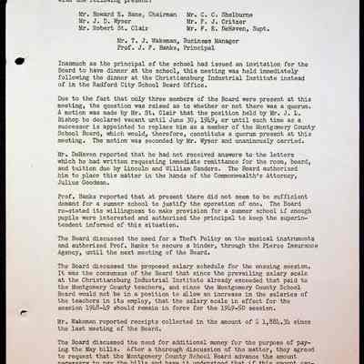 Christiansburg Institute Minutes, 1947-1950