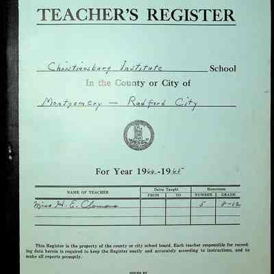 VA Teacher’s Register for H.E. Clemons, 1964-1965 (Radford City Girls)
