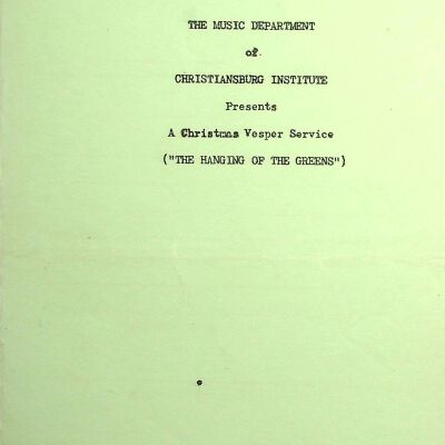 "The Hanging of The Greens" A Christmas Vesper Service 1955