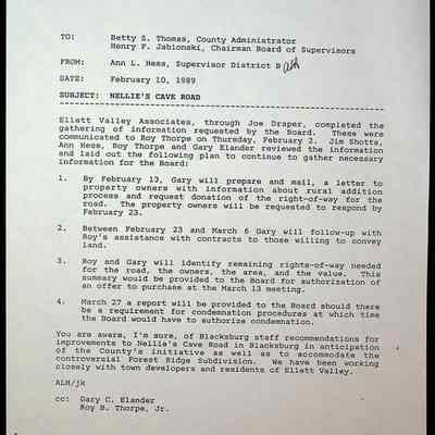 Nellies Cave Memos