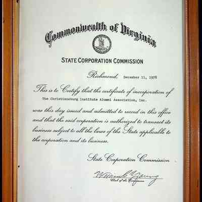 CIAA Incorporation Certificate, 1978