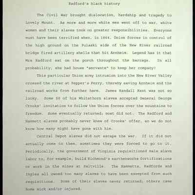 Folder 13: Radford's Black History