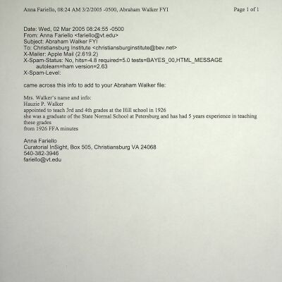 Hauzie P. Walker, CII Faculty, Biography File