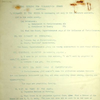 "Topical Outline for Philadelphia Speech", undated
