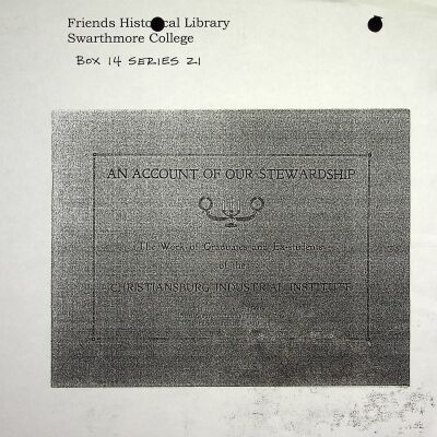 Friends Freedman's Association, An Account of our Stewardship, 1914 (photocopy)