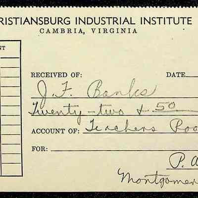 Christiansburg Institute Receipts, 1951-1955