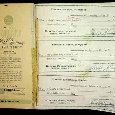 Friends Elementary School Checkbook, 2/28/1957-5/31/1958