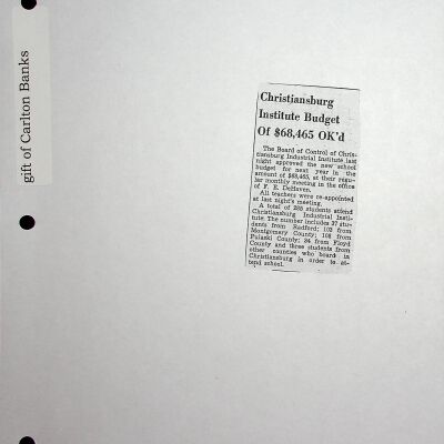 "CI Budget of $68,465 OK'd" (photocopy)