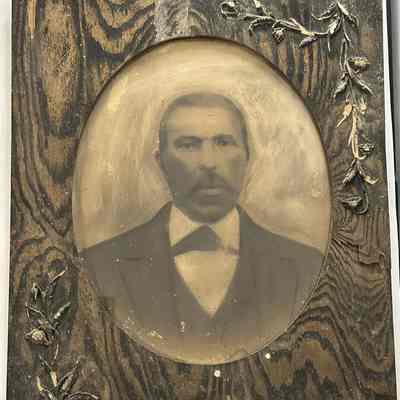 Unknown Man Drawing in Homemade Frame, undated