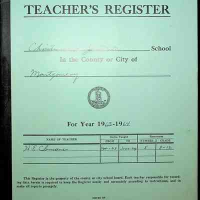 VA Teacher’s Register for H.E. Clemons, 1963-1964 (Radford City Boys)