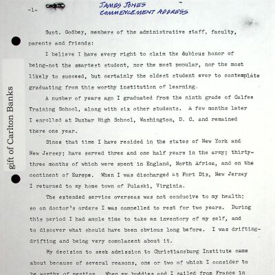 James Jones Commencement Speech, 1950 (photocopy)