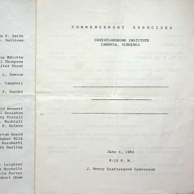 Commencement Exercises Program Christiansburg Institute, 1964