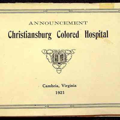 Christiansburg Colored Hospital, 1921