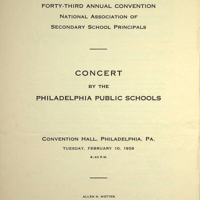 43rd Annual Convention for the National Association of Secondary School Principals Concert Program 1959