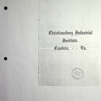 1898 Catalogue of the Christiansburg Industrial Institute 1897-1898, (photocopy)