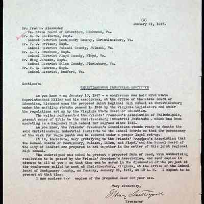 Christiansburg Industrial Institute Deed, 1947