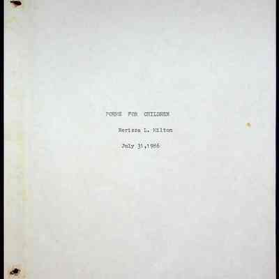 “Poems for Children,” by Nerissa Long Milton; 1986