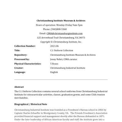 CI Uniform Collection Finding Aid
