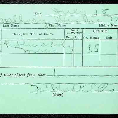 Summer School Record Slips, 1930s