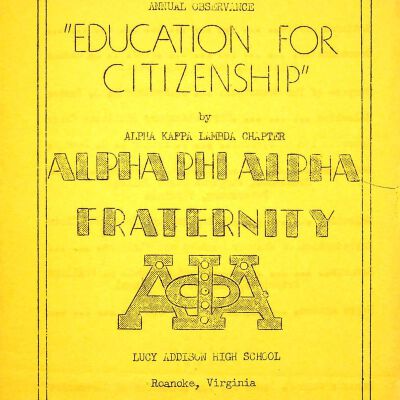 "Education For Citizenship" Alpha Pi Alpha Fraternity 1956