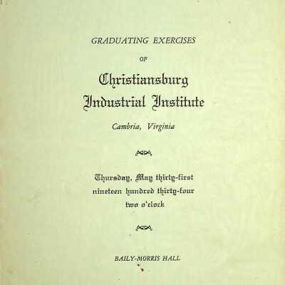 Graduating Exercises Christiansburg Industrial Institute May 31st, 1934