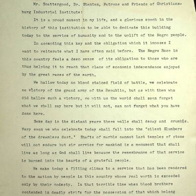 "Dedicatory Address", 1910