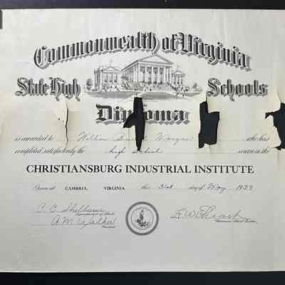 William Burrell Morgan, Christiansburg Industrial Institute, 1939