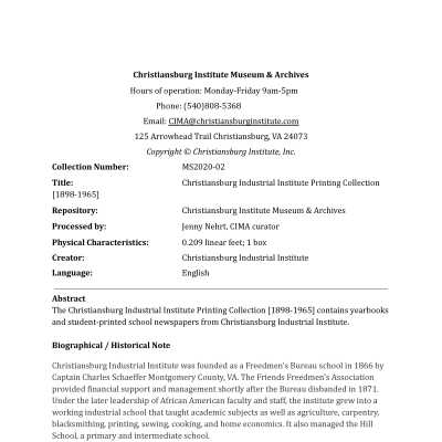 CII Printing Collection Finding Aid