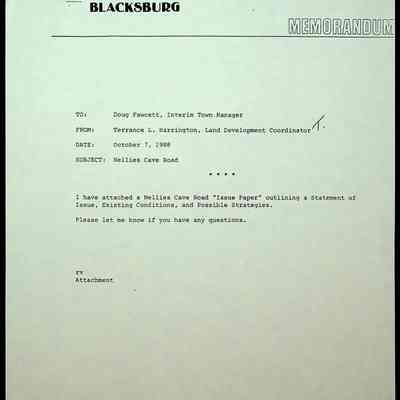 Issue Paper on Nellies Cave Road, 1988
