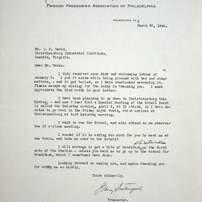 John F. Banks Correspondence: J. Henry Scattergood March 1949