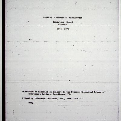 Friends Freedman's Association Minutes, 1836-1880 (photocopy)