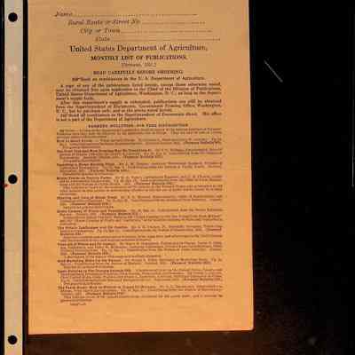 US Department of Agriculture monthly list of publications, October, 1921